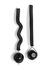 Playful Black Earrings by Dagmara Costello (Rubber & Stone Earrings)