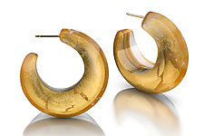 Acrylic & Gold Beveled Hoop Earrings by Jennifer Merchant (Gold & Acrylic Earrings)