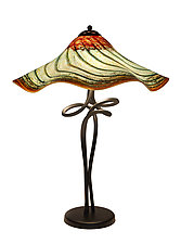 Woodlands Fluted Spiral Lamp by Joel and Candace  Bless (Art Glass Table Lamp)
