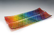Large Prismatic Tapestry Channel Tray by Richard Parrish (Art Glass Tray)
