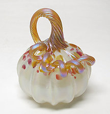 Fumed Opaline Pumpkin by Ken Hanson and Ingrid Hanson (Art Glass Sculpture)